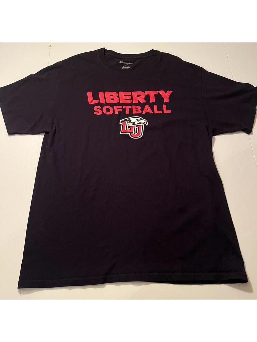 Liberty University Softball T-Shirt, Men's Sized Large by Champion